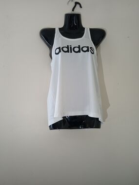 adidas White Tank Top with Black Logo